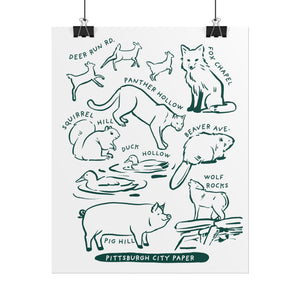 Allegheny County Creatures Rolled Posters