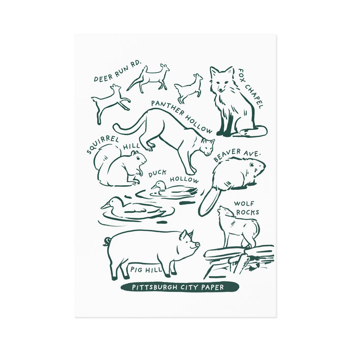 Allegheny County Creatures Postcard